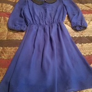Blue and black collared small dress